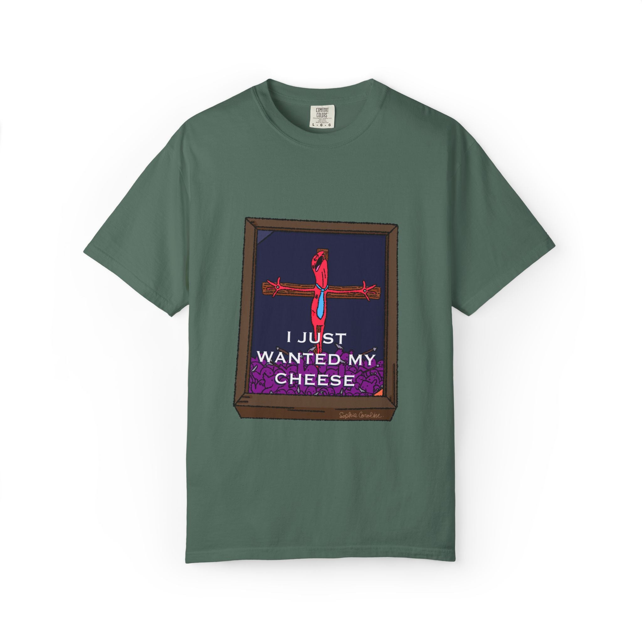 I Just Wanted My Cheese framed cross, T-shirt | quirky dark humor, Smiling Friends