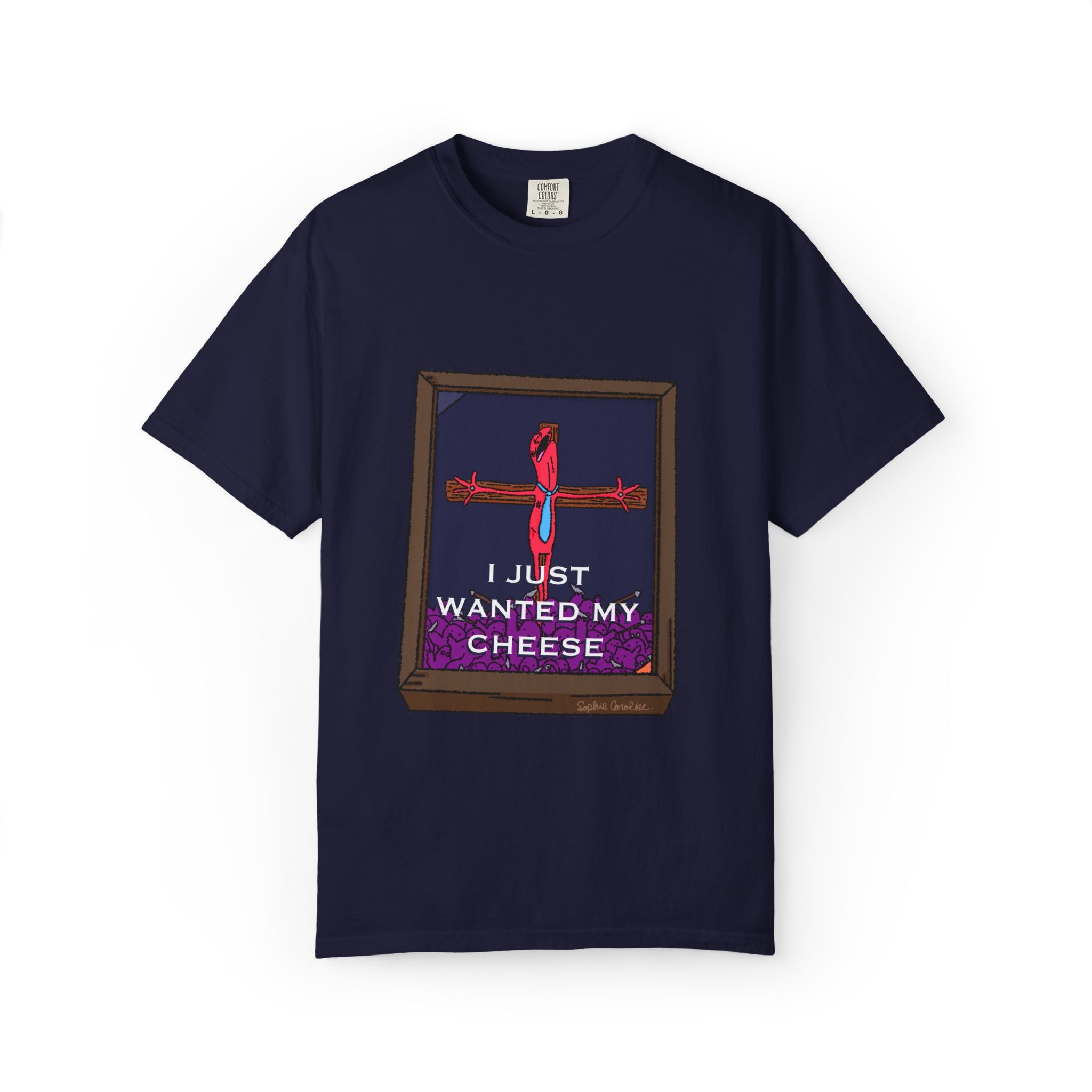 I Just Wanted My Cheese framed cross, T-shirt | quirky dark humor, Smiling Friends