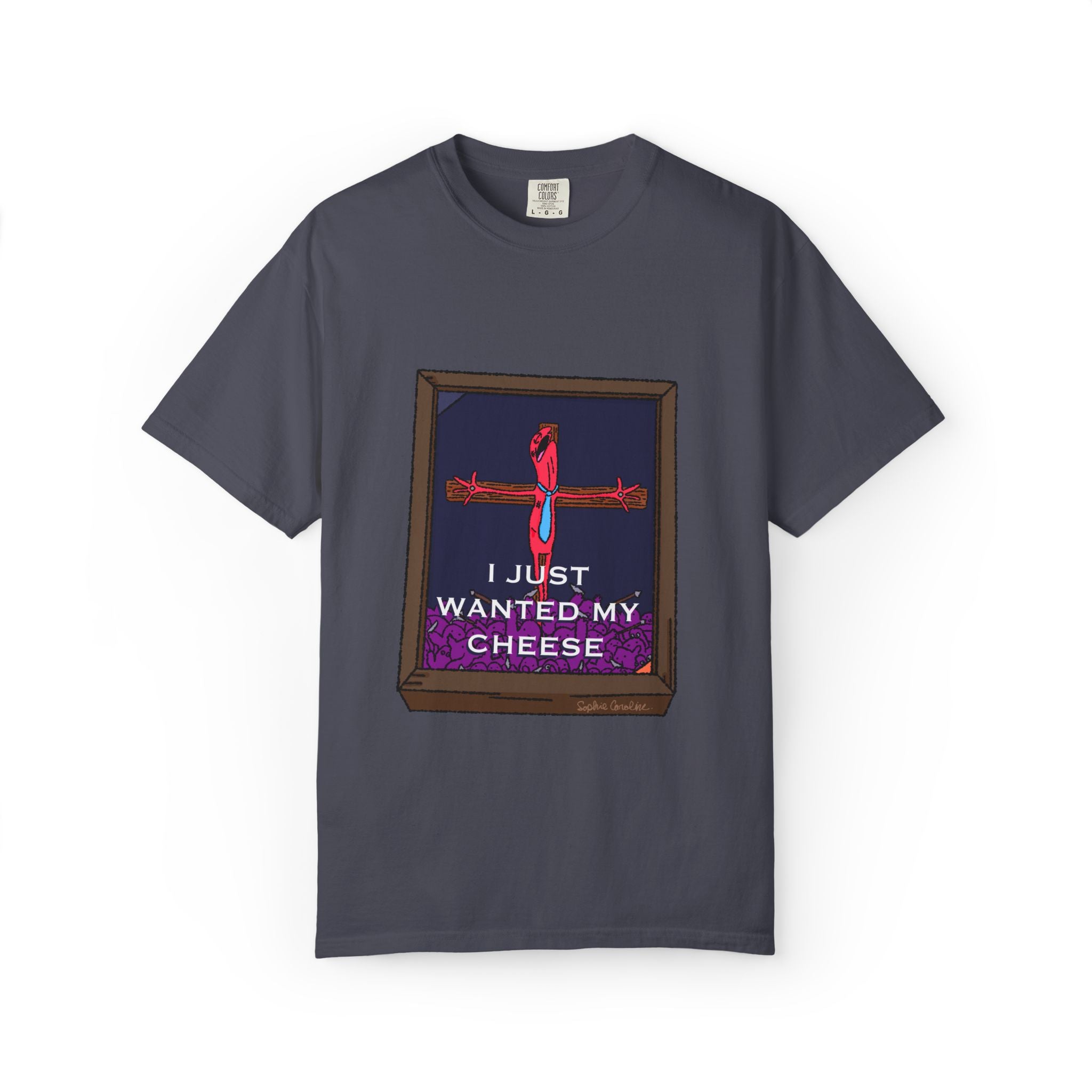 I Just Wanted My Cheese framed cross, T-shirt | quirky dark humor, Smiling Friends