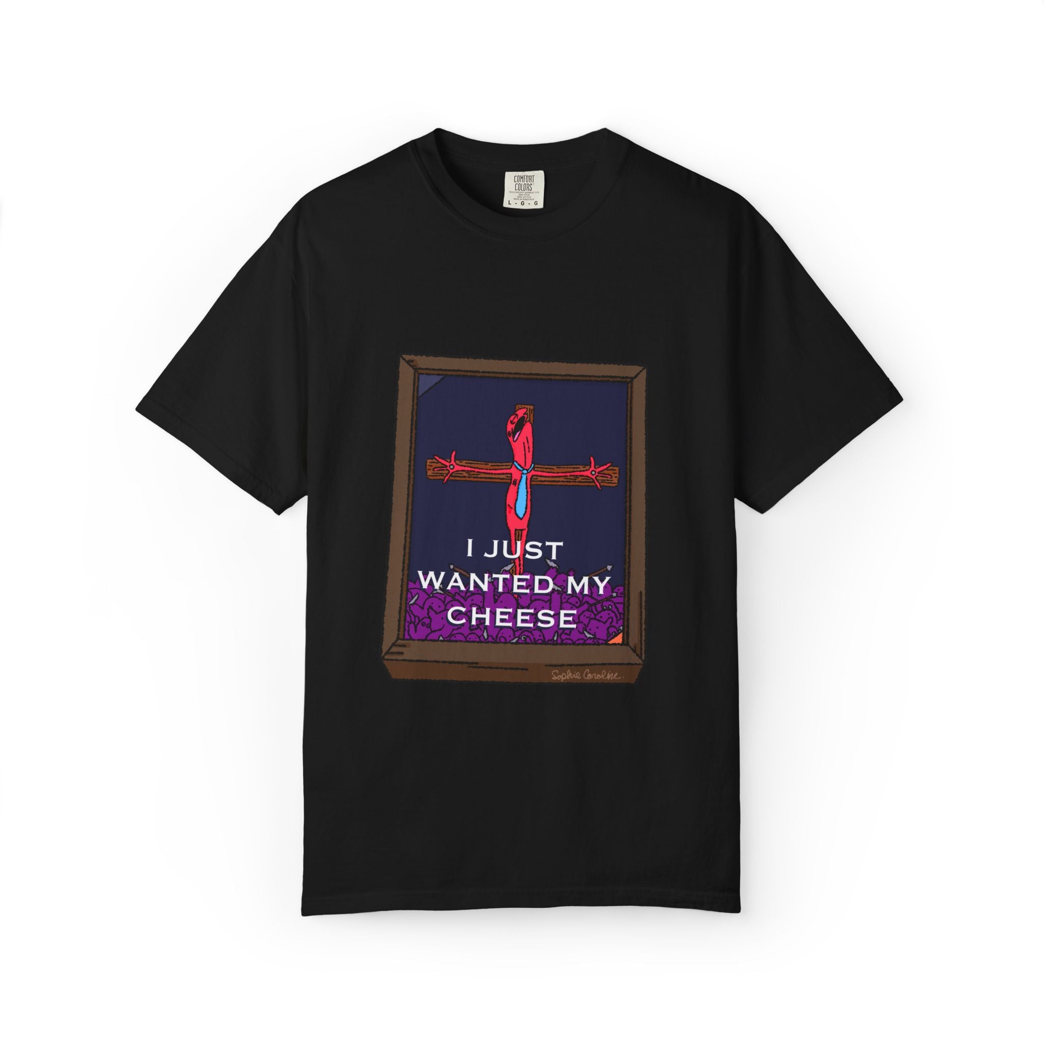 I Just Wanted My Cheese framed cross, T-shirt | quirky dark humor, Smiling Friends