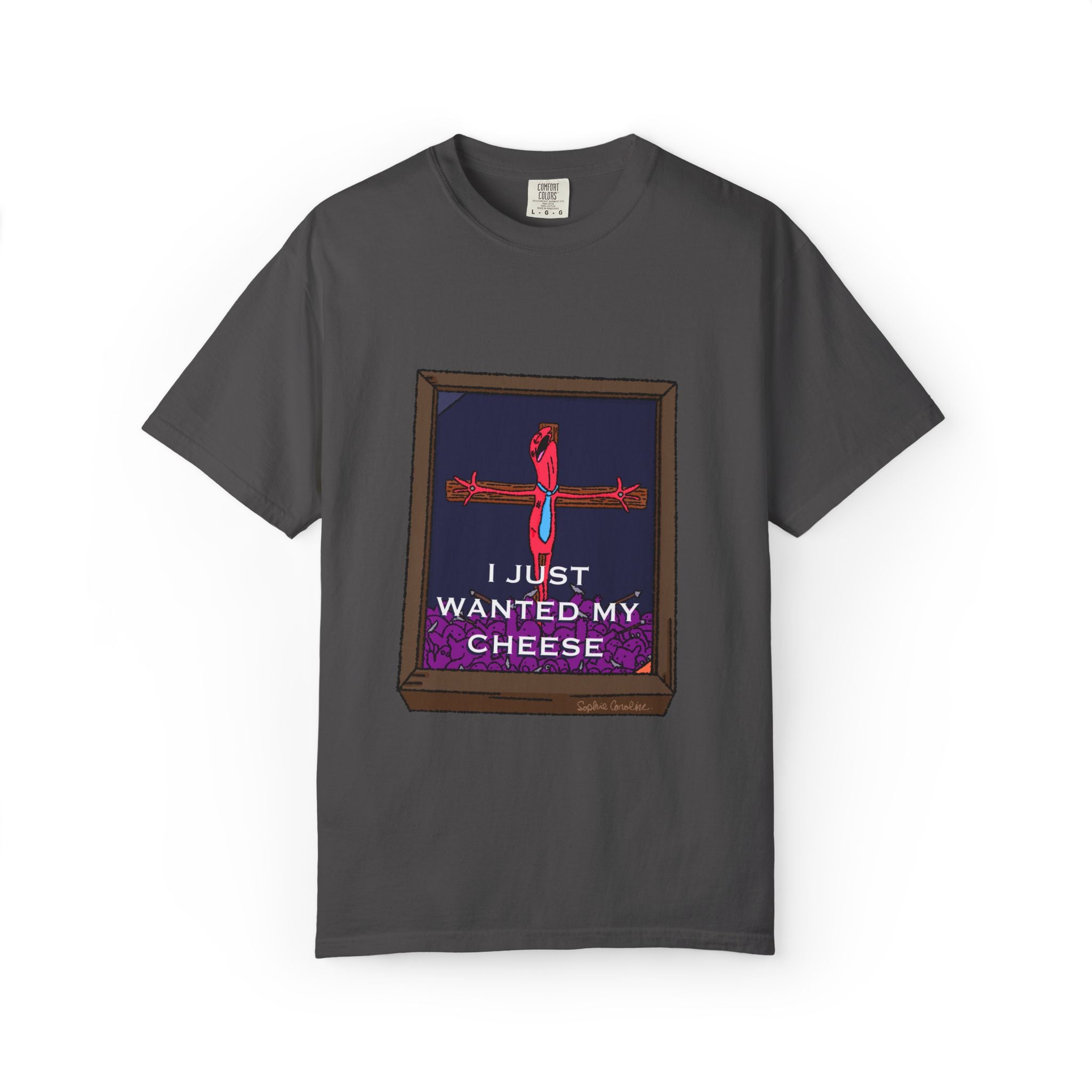 I Just Wanted My Cheese framed cross, T-shirt | quirky dark humor, Smiling Friends