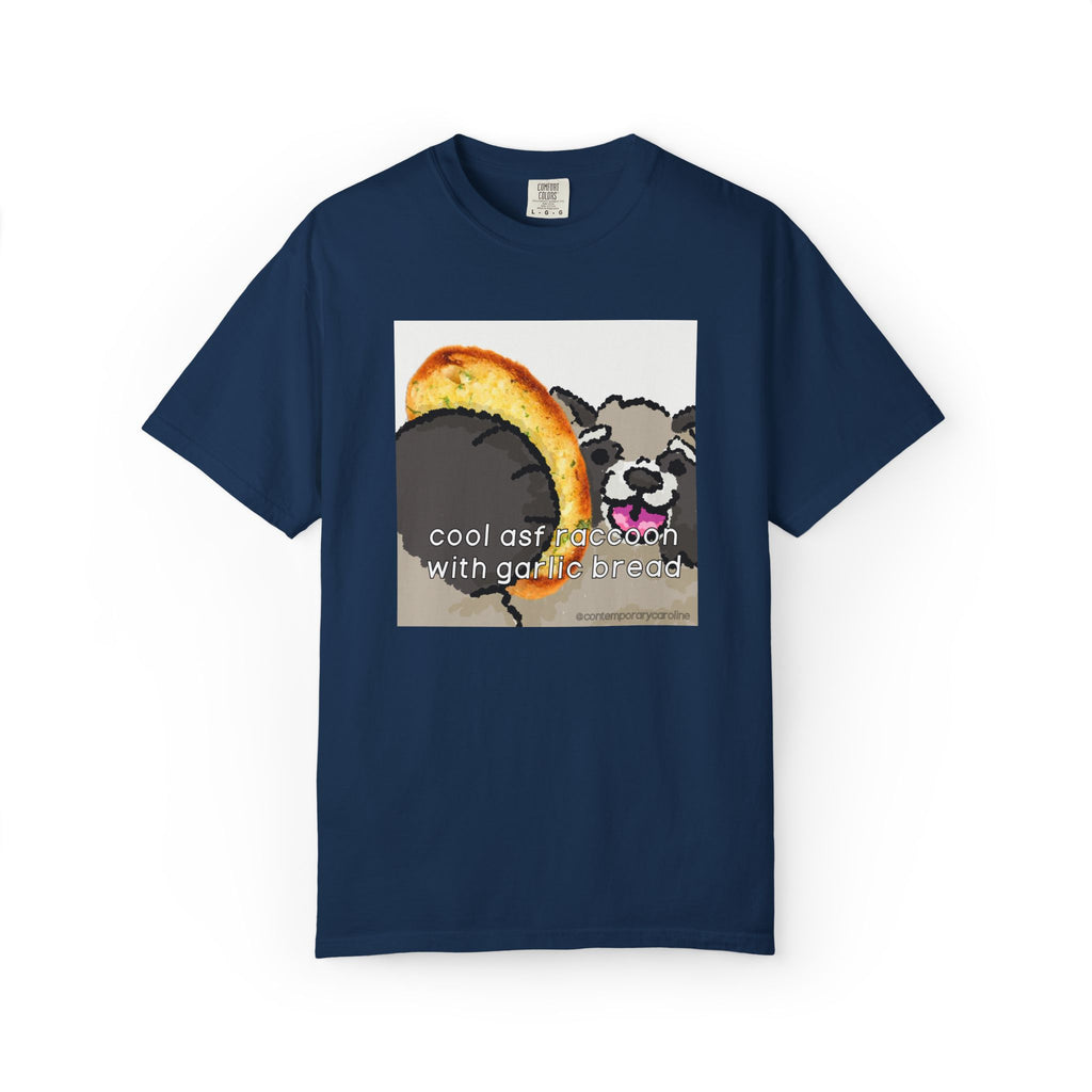 cool asf raccoon with garlic bread Rocky Comfort Colors T-shirt