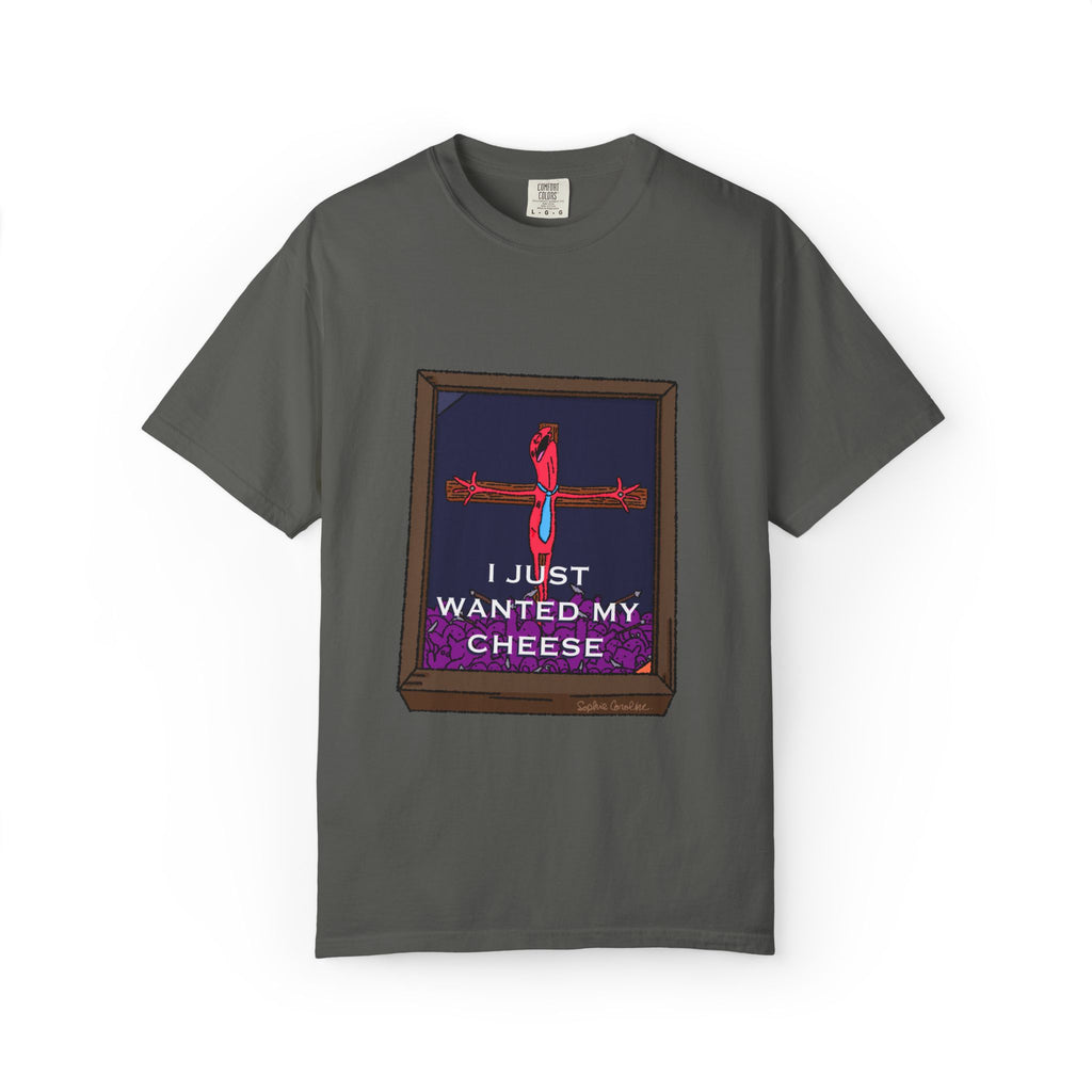 I Just Wanted My Cheese framed cross, T-shirt | quirky dark humor, Smiling Friends
