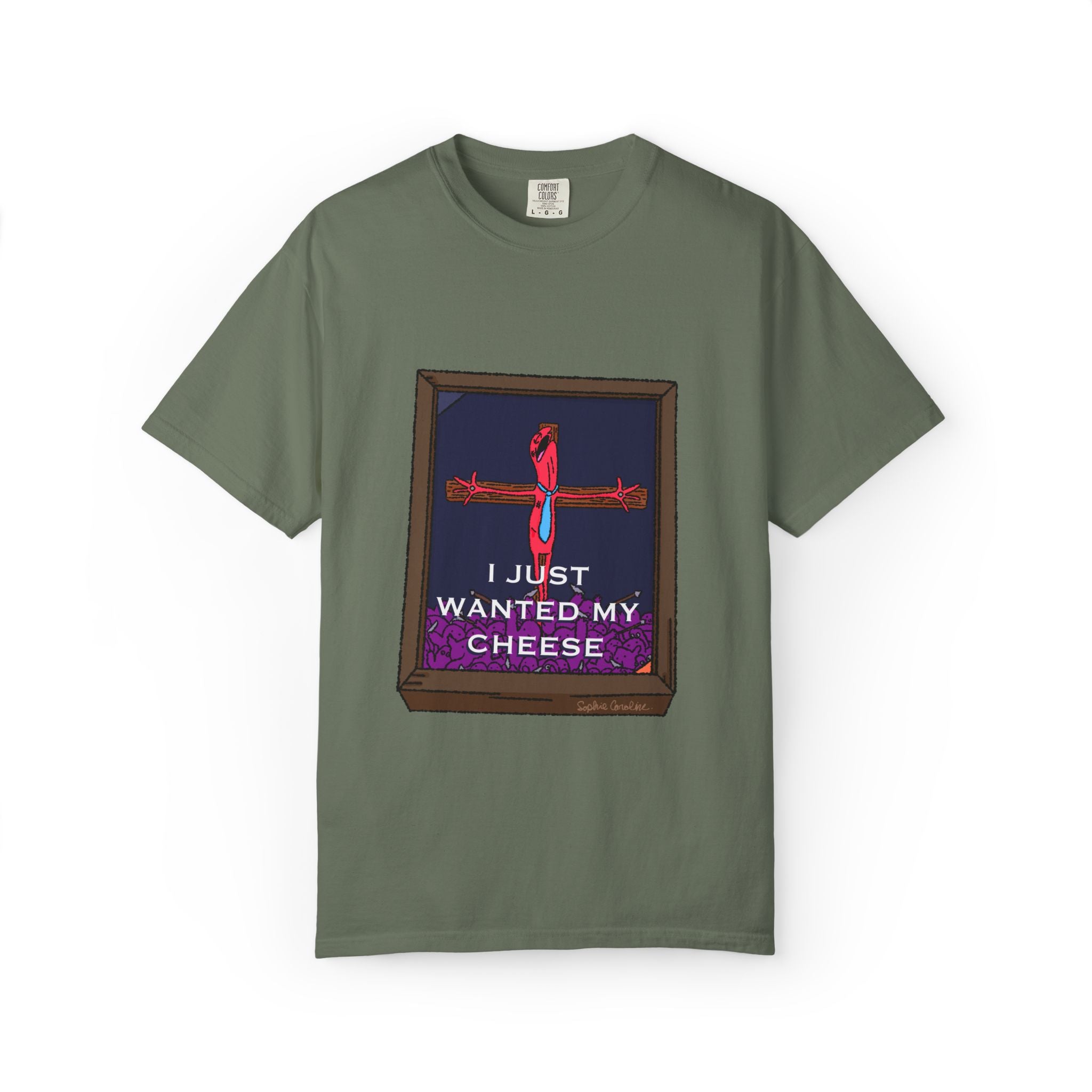 I Just Wanted My Cheese framed cross, T-shirt | quirky dark humor, Smiling Friends