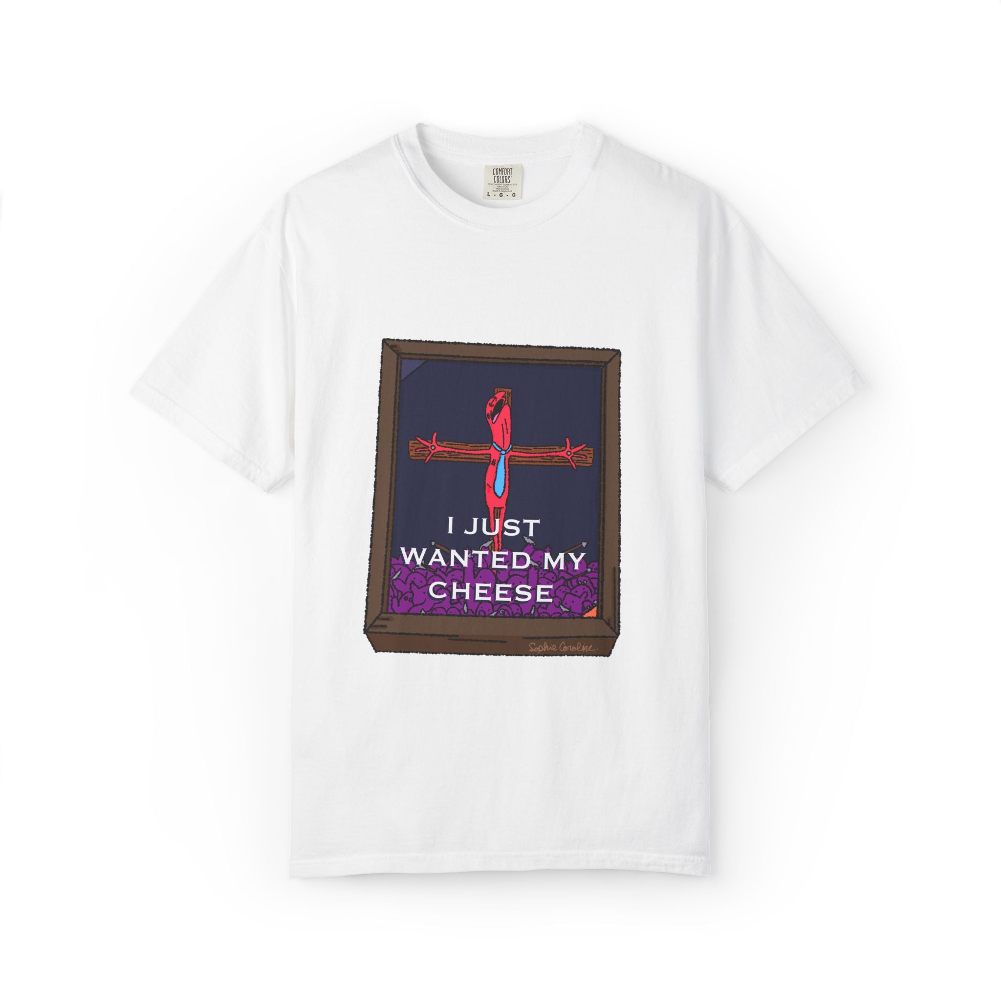 I Just Wanted My Cheese framed cross, T-shirt | quirky dark humor, Smiling Friends