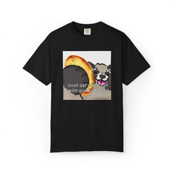 cool asf raccoon with garlic bread Rocky Comfort Colors T-shirt