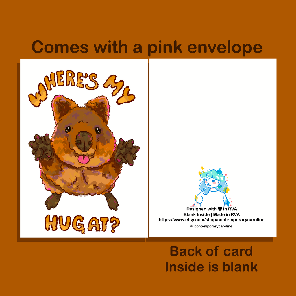 Where's my hug at? Quokka Card