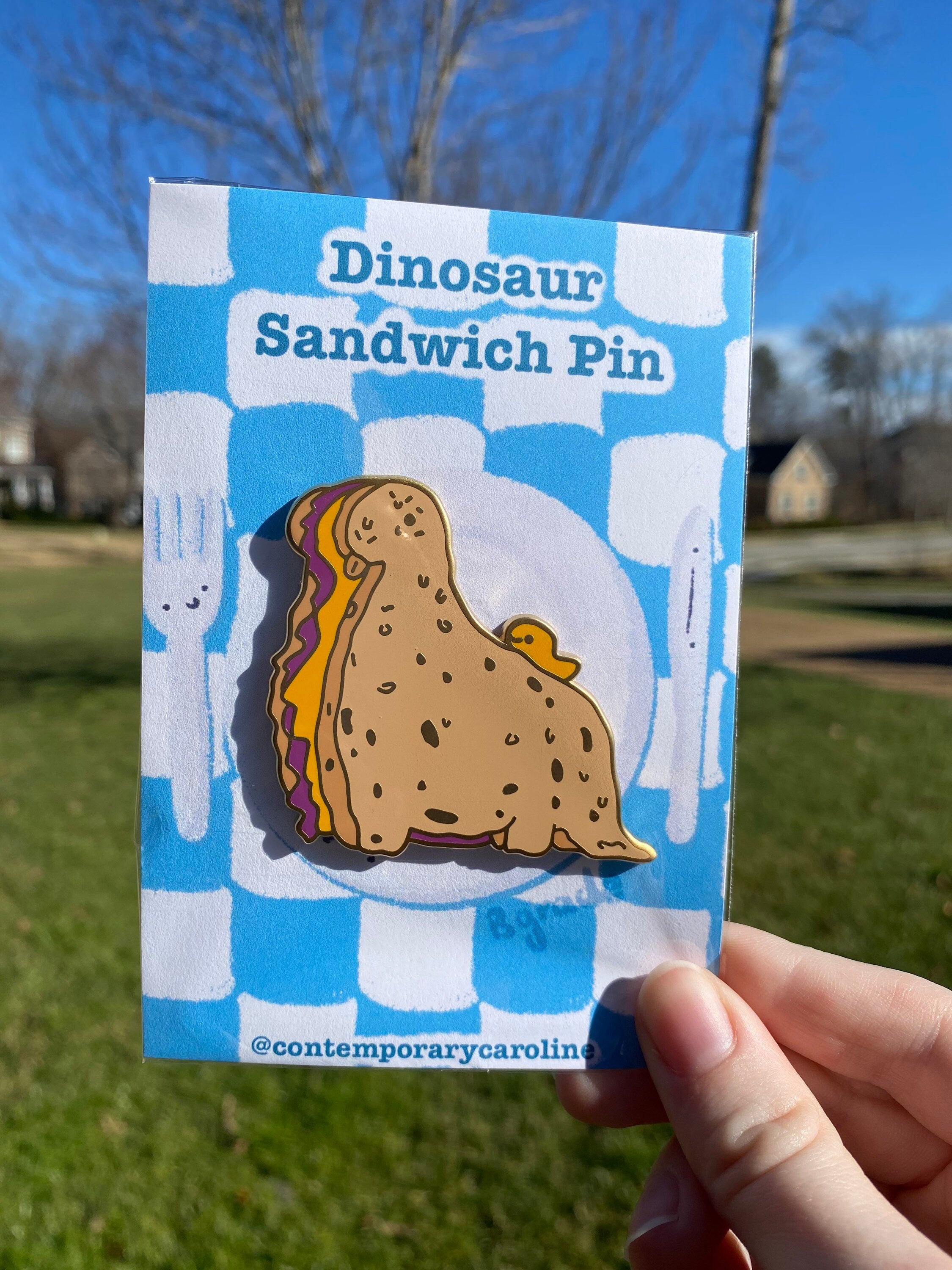 Dinosaur Sandwich Enamel Pin B Grade
