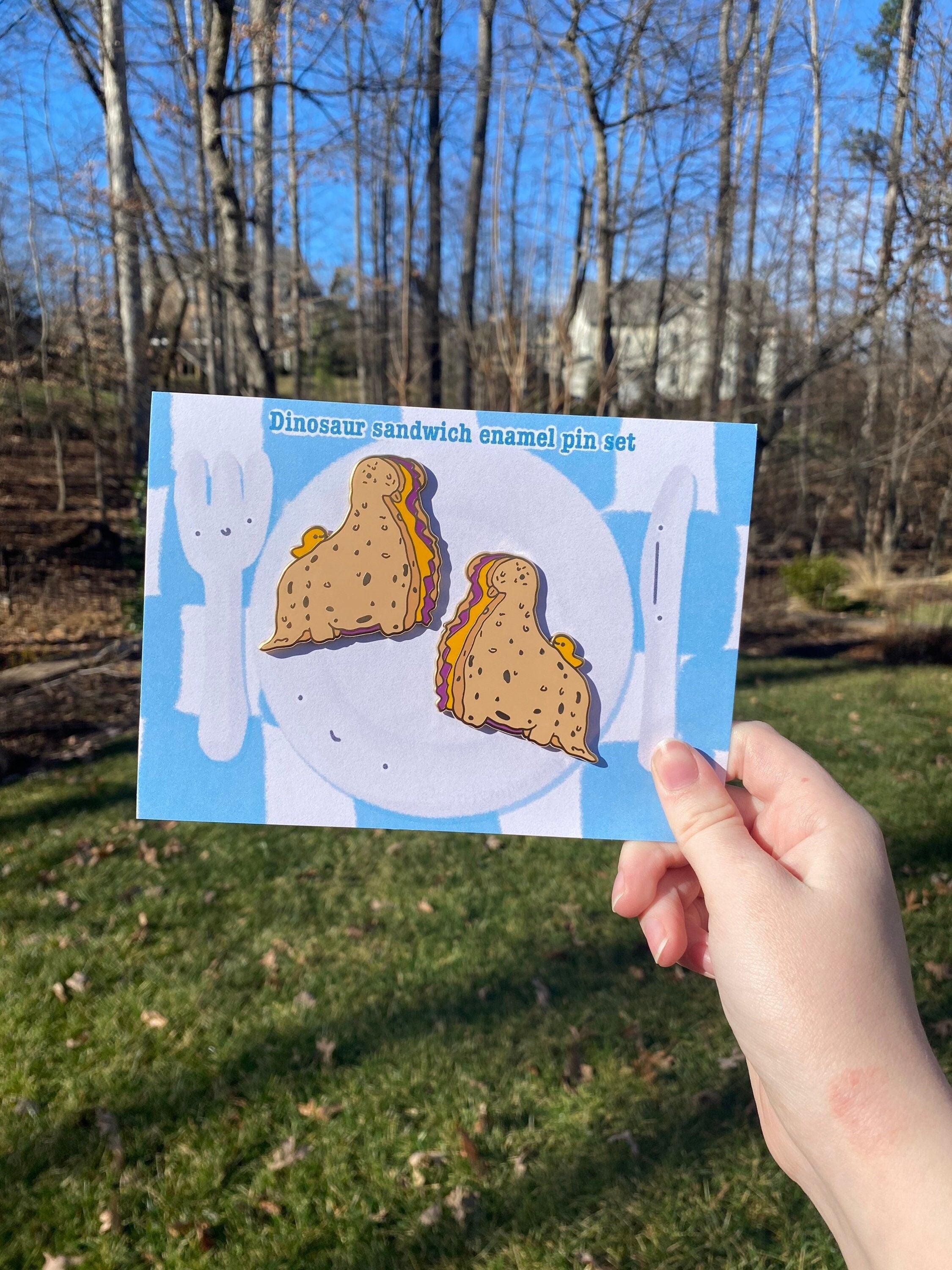 Dinosaur Sandwich Enamel Pin