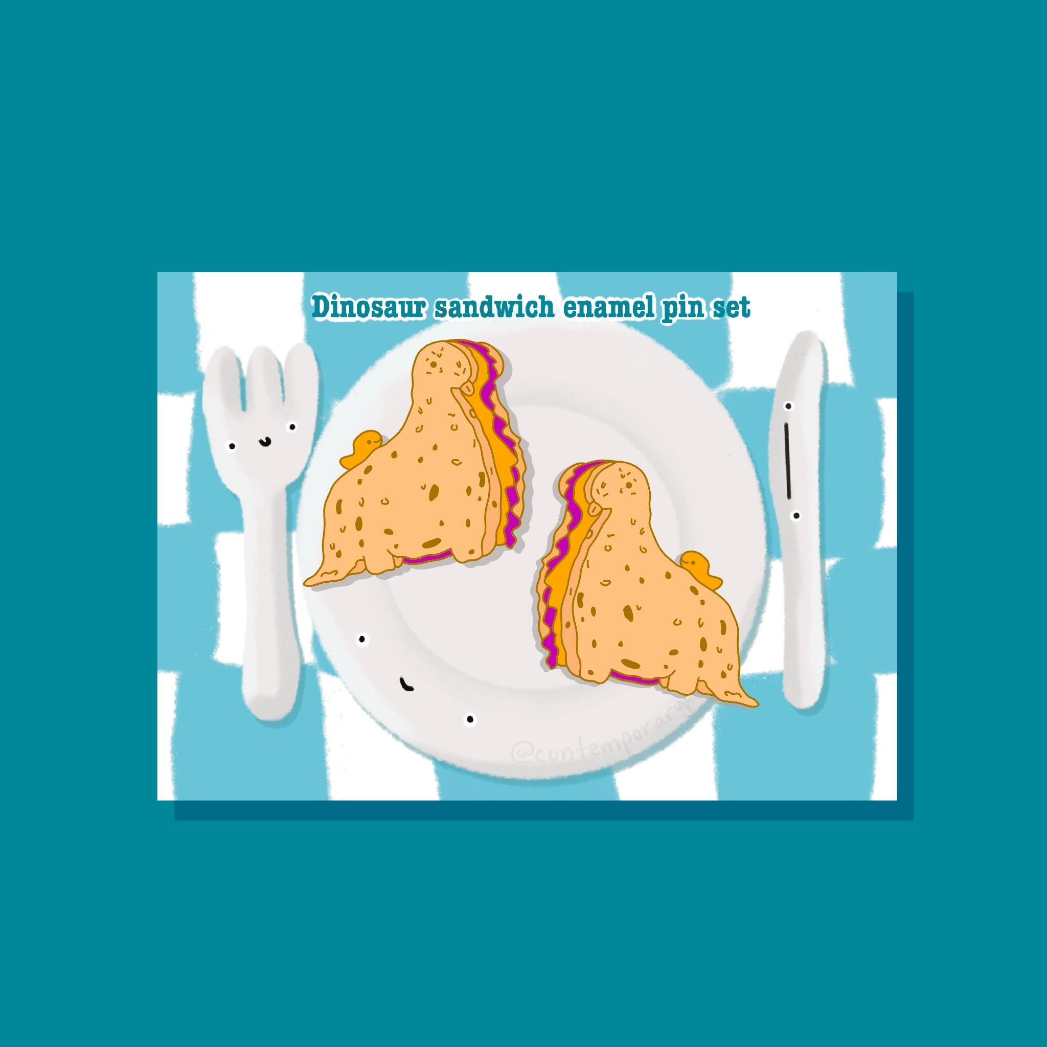 Dinosaur Sandwich Enamel Pin