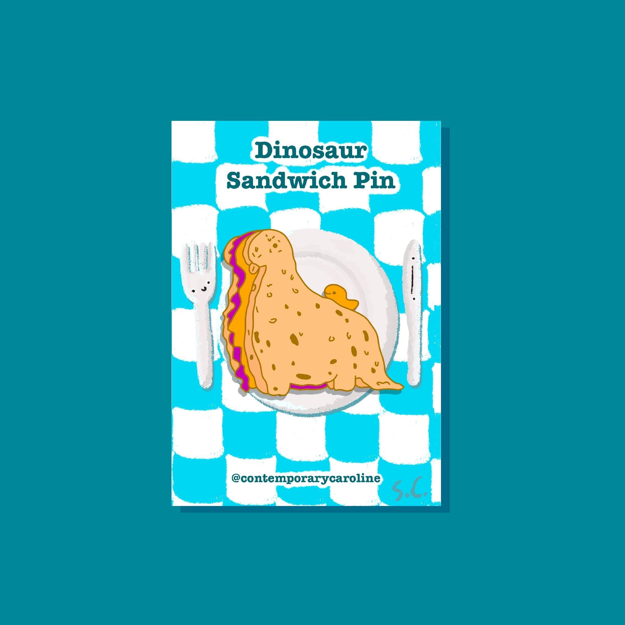 Dinosaur Sandwich Enamel Pin B Grade