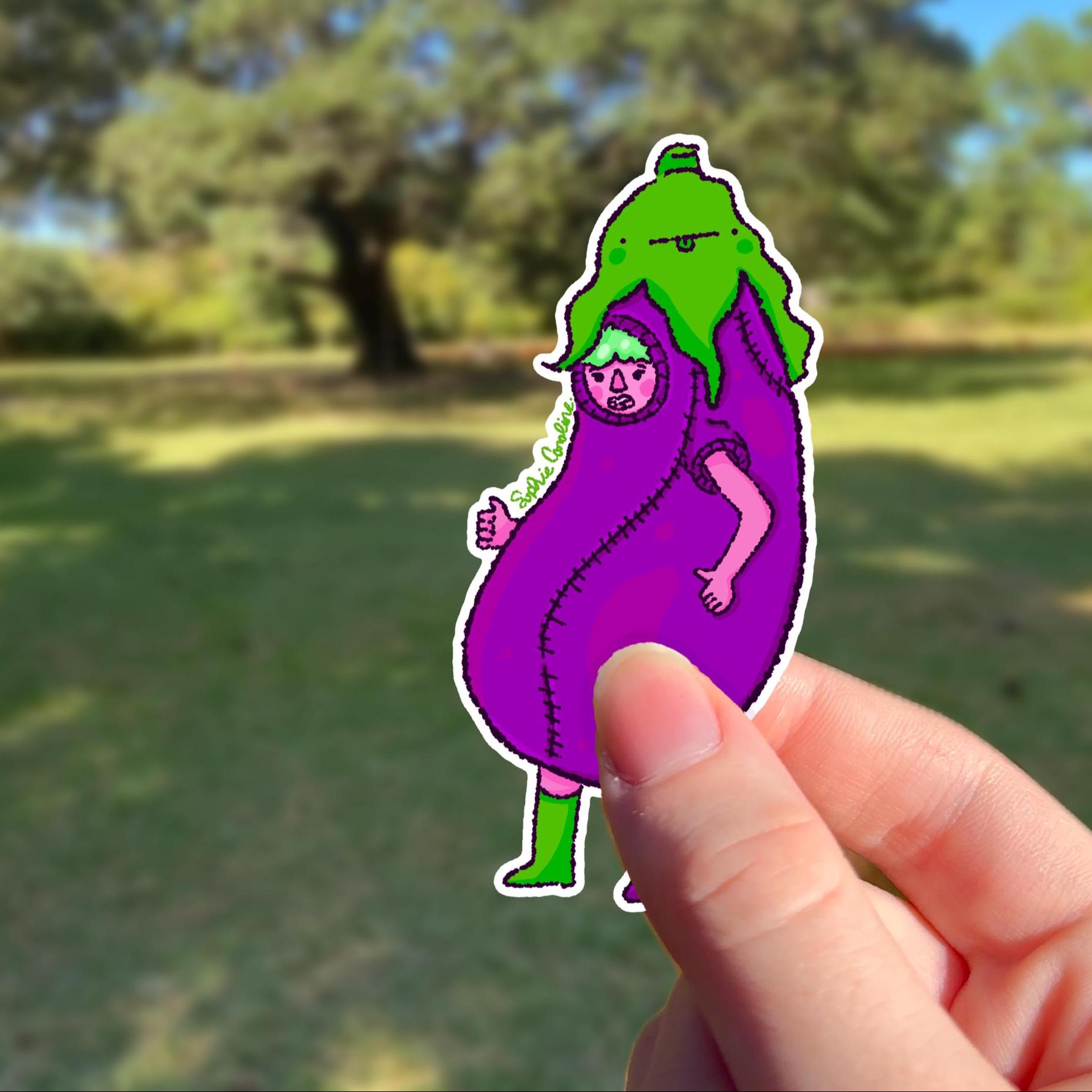 Eggplant Girl Sticker