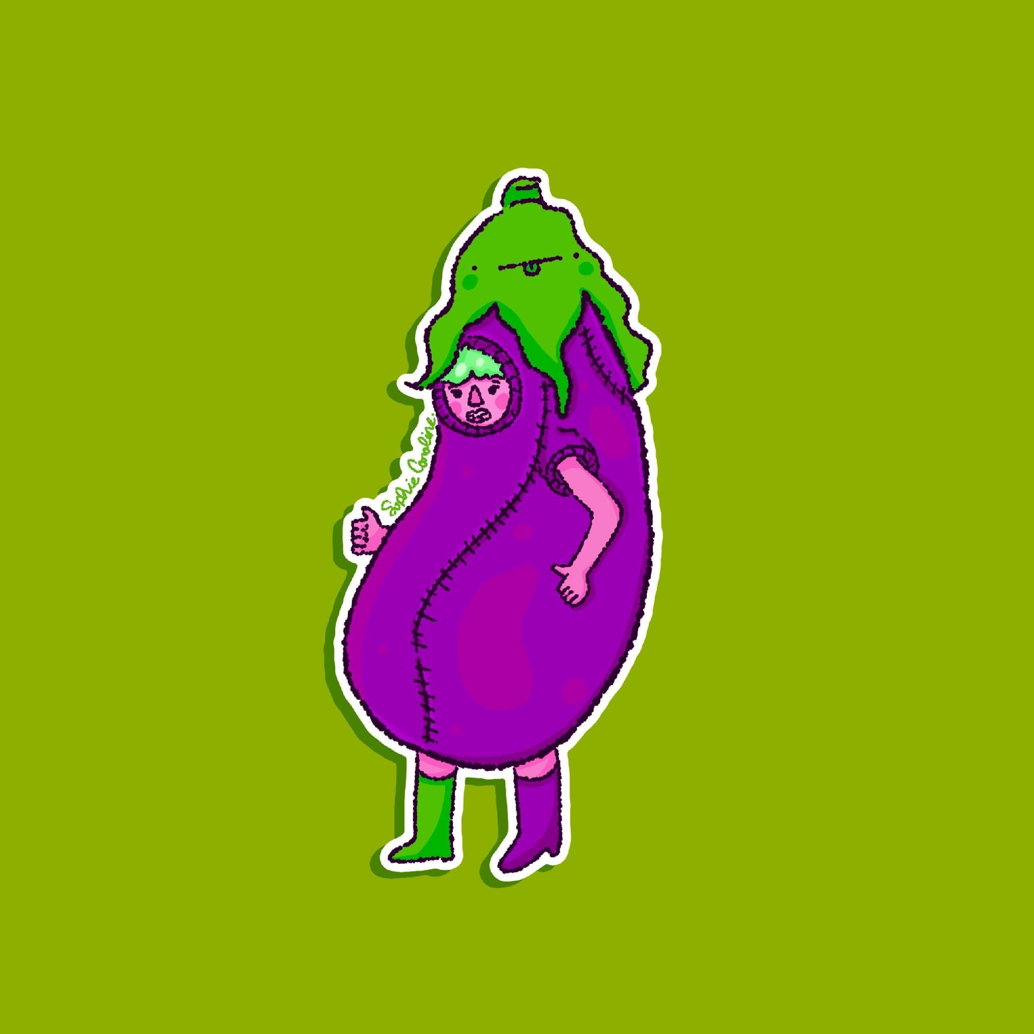Eggplant Girl Sticker